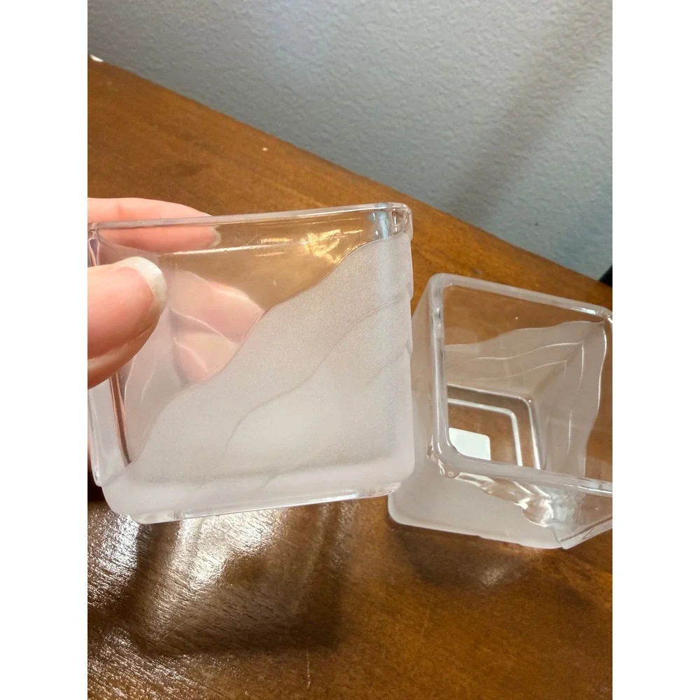 PartyLite Cirrus Pair Square Glass Votive Tealight Candle Holder Set of 2 Boxed - Picture 3 of 10